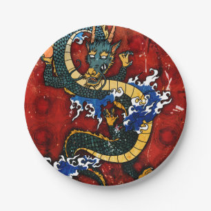 Assiettes En Carton Dragon japonais