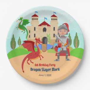 Assiettes En Carton Dragon Slayer Knight Boy fête d'anniversaire