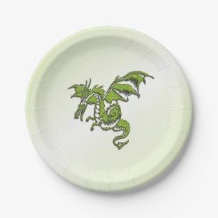 Assiettes En Carton Dragon volant vert