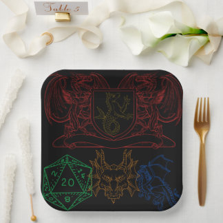 Assiettes En Carton Dragons avec dés