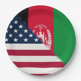 Assiettes En Carton Drapeau Afghanistan - États-Unis Demi-Afghane Am