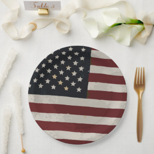 Assiettes En Carton Drapeau américain 4 juillet