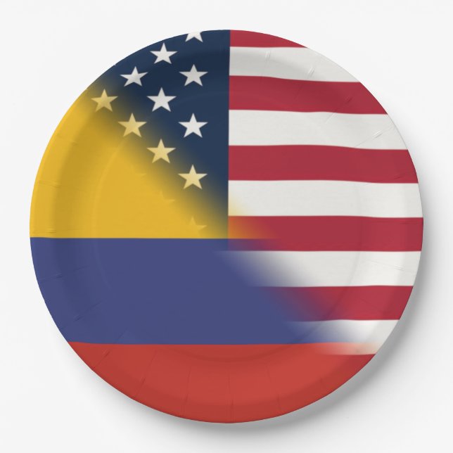 Assiettes En Carton Drapeau américain colombien | Half Colombia USA (Devant)