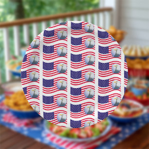 Assiettes En Carton Drapeau américain et aigle