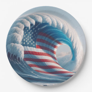 Assiettes En Carton Drapeau américain Ocean Wave