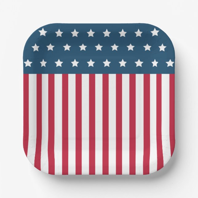 Assiettes En Carton Drapeau américain patriotique Juillet 4 Plaques pa (Recto)