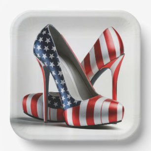 Assiettes En Carton Drapeau américain talons hauts