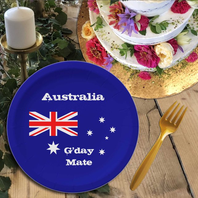 Assiettes En Carton Drapeau australien & G'day Mate, fête, sport /rugb (Créateur téléchargé)