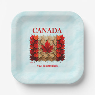 Assiettes En Carton Drapeau canadien de la feuille d'érable d'automne