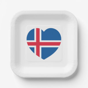 Assiettes En Carton Drapeau cardiaque islandais
