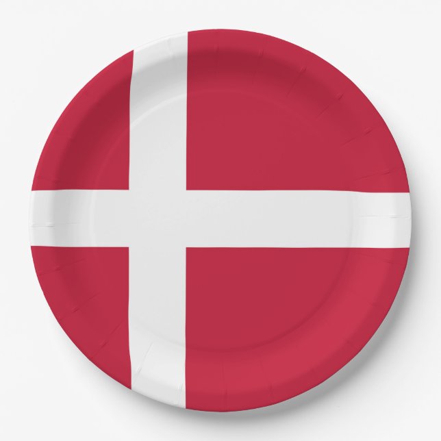 Assiettes En Carton Drapeau Danemark  (Devant)