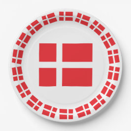 ASSIETTES EN CARTON DRAPEAU DANNEBROG DU DANEMARK