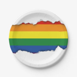 Assiettes En Carton Drapeau d'arc-en-ciel de gay pride
