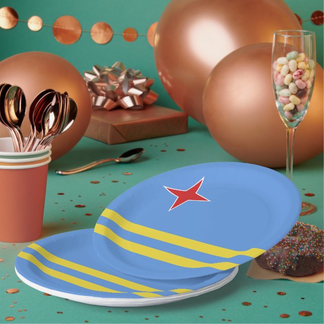 Assiettes En Carton Drapeau d'Aruba (Multi)