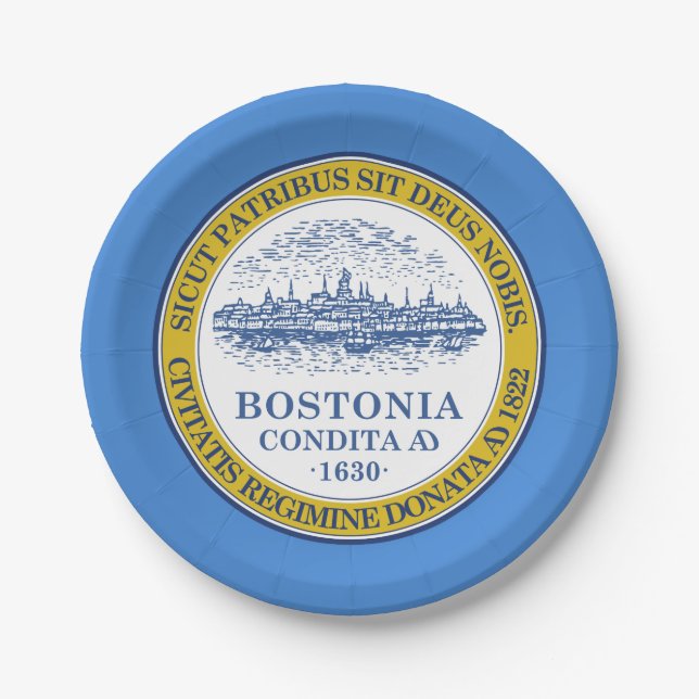 Assiettes En Carton Drapeau de Boston, Massachusetts Plaque Papier (Devant)