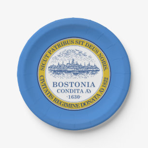 Assiettes En Carton Drapeau de Boston, Massachusetts Plaque Papier