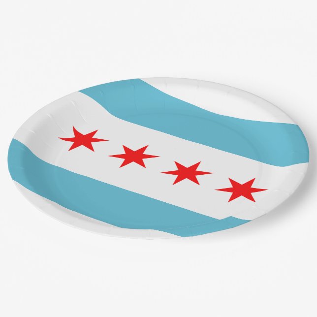 Assiettes En Carton Drapeau de Chicago (Angle)
