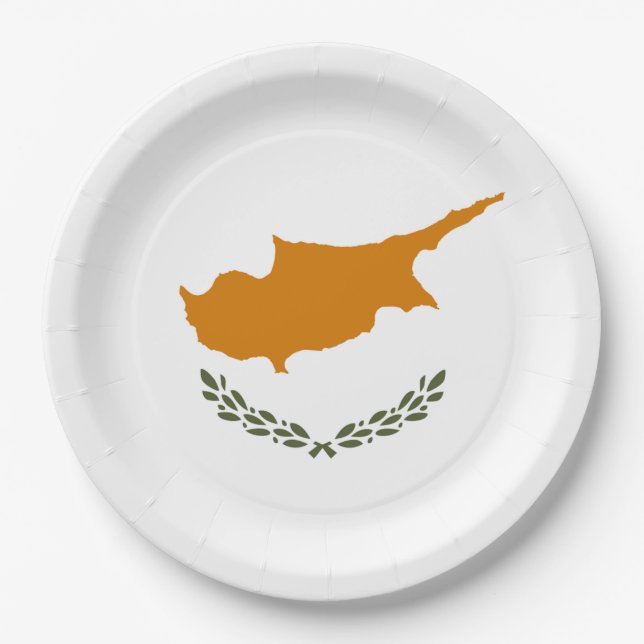 Assiettes En Carton Drapeau de Chypre (Devant)