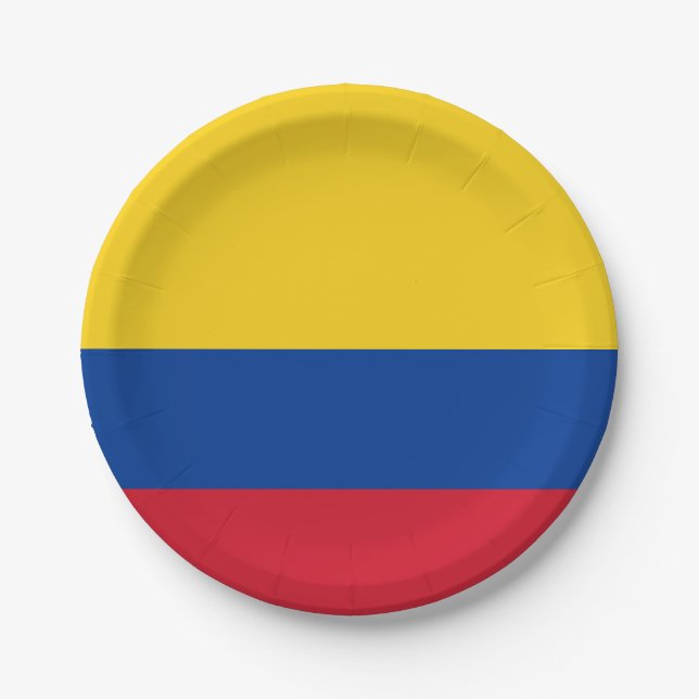 Assiettes En Carton Drapeau de Colombie (Devant)
