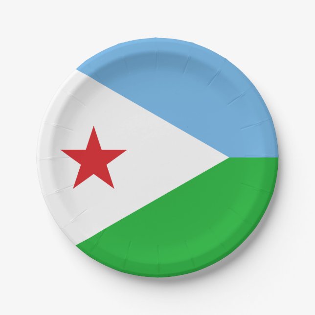 Assiettes En Carton Drapeau de Djibouti (Devant)