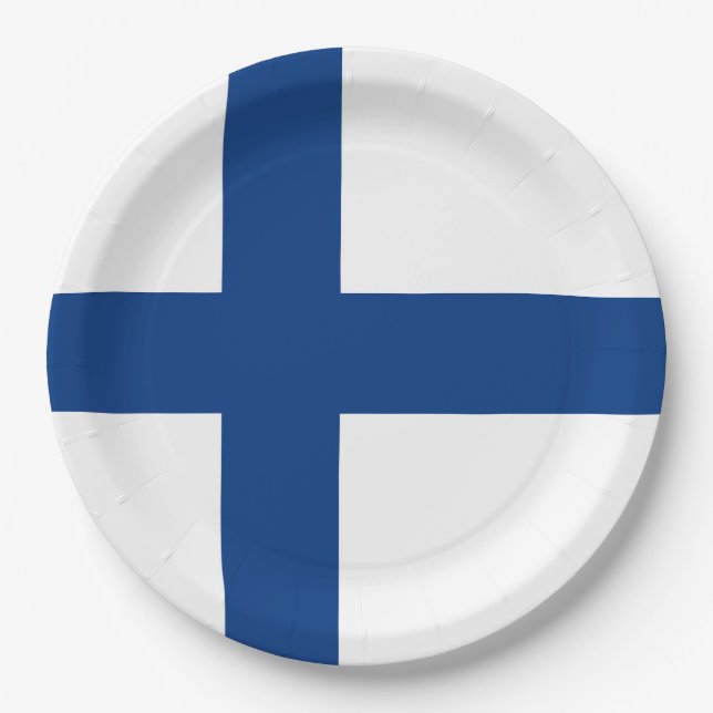 Assiettes En Carton Drapeau de Finlande (Devant)