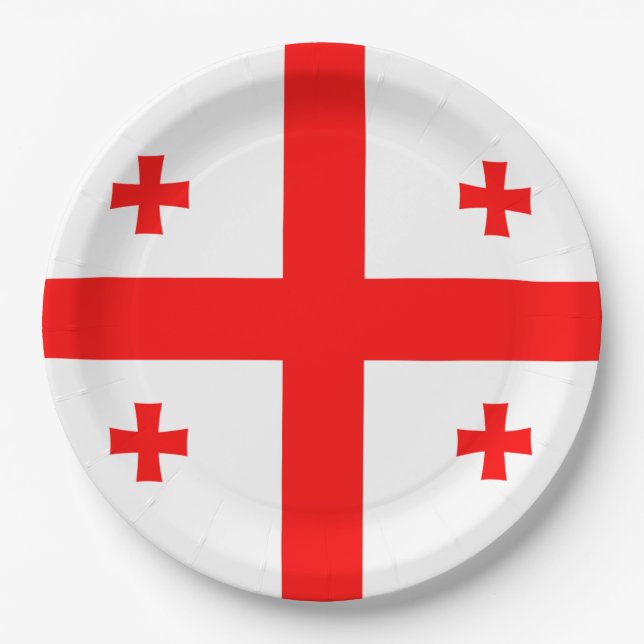 Assiettes En Carton Drapeau de Géorgie (Devant)
