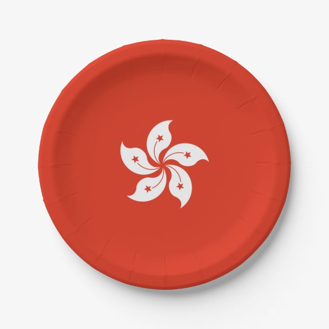 Assiettes En Carton Drapeau de Hong Kong (Devant)