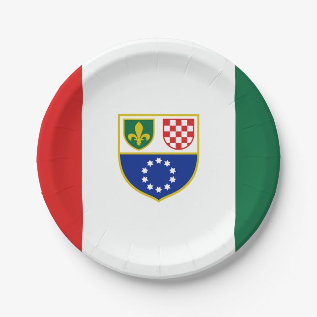 Assiettes En Carton Drapeau de la Fédération de Bosnie (Devant)