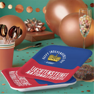 Assiettes En Carton Drapeau de la fête nationale du Liechtenstein
