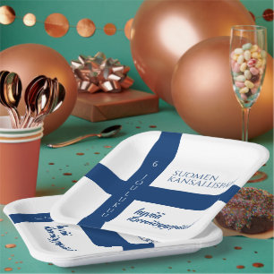 Assiettes En Carton Drapeau de la fête nationale finlandaise