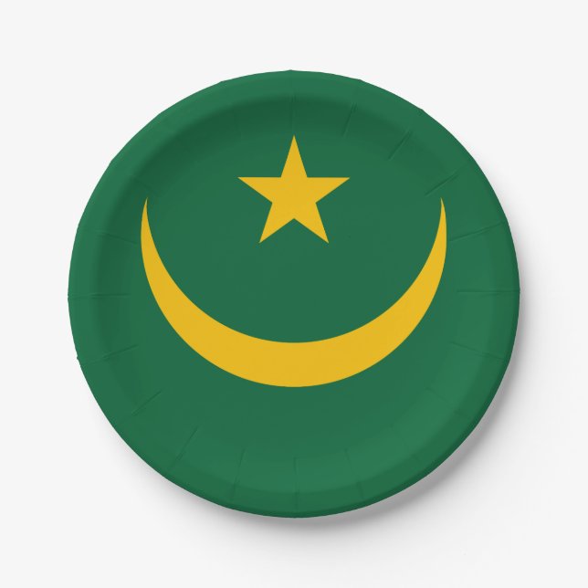 Assiettes En Carton Drapeau de la Mauritanie (Devant)