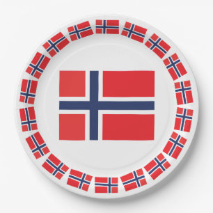 ASSIETTES EN CARTON DRAPEAU DE LA NORVÈGE