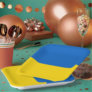 Assiettes En Carton Drapeau de la plaque d'Ukraine