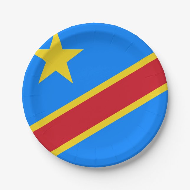 Assiettes En Carton Drapeau de la République démocratique du Congo (Devant)