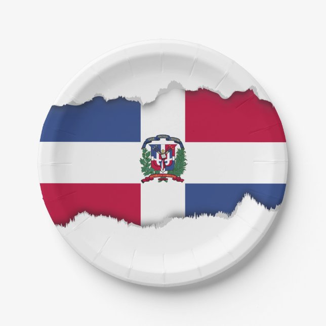 Assiettes En Carton Drapeau de la République dominicaine (Devant)