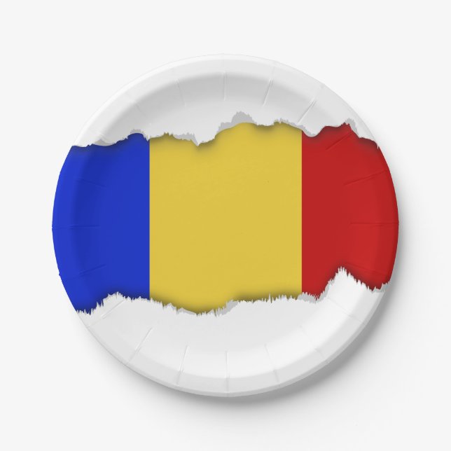 Assiettes En Carton Drapeau de la Roumanie (Devant)