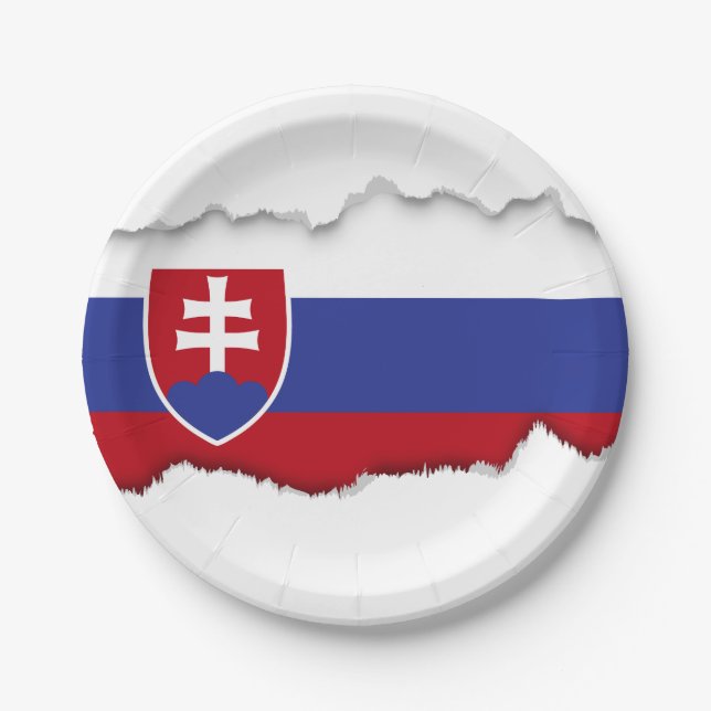 Assiettes En Carton Drapeau de la Slovaquie (Devant)