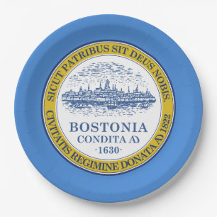 Assiettes En Carton Drapeau de la ville de Boston (Massachusetts)