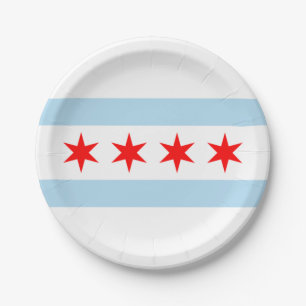 Assiettes En Carton Drapeau de la ville de Chicago (Illinois)
