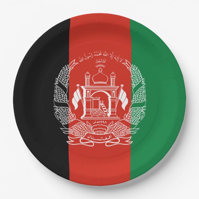 Assiettes En Carton Drapeau de l'Afghanistan (Devant)