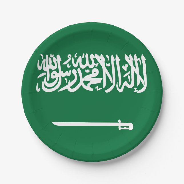 Assiettes En Carton Drapeau de l'Arabie Saoudite (Devant)