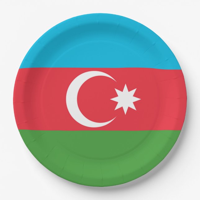 Assiettes En Carton Drapeau de l'Azerbaïdjan (Devant)