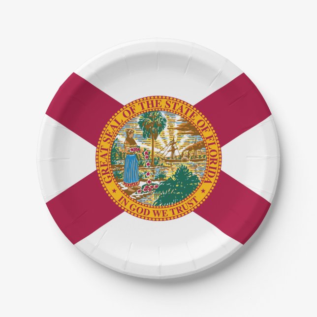 Assiettes En Carton Drapeau de l'État de Floride (Devant)