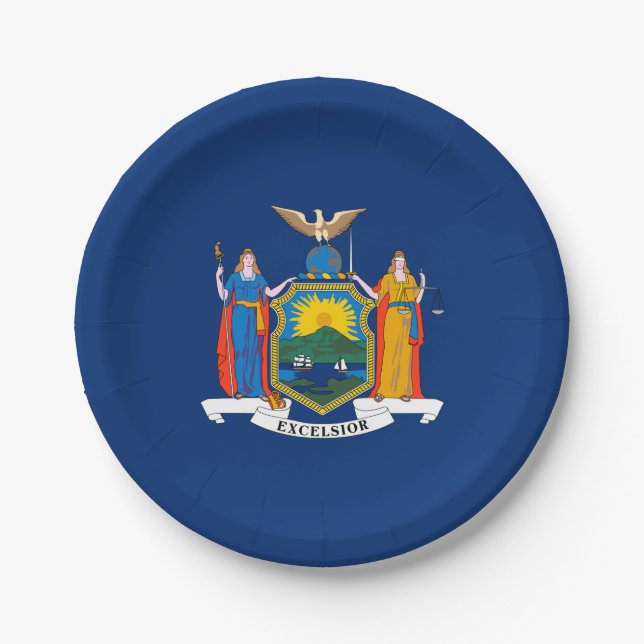 Assiettes En Carton Drapeau de l'État de New York (Devant)