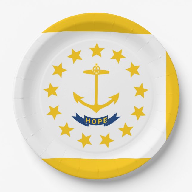 Assiettes En Carton Drapeau de l'État de Rhode Island (Devant)