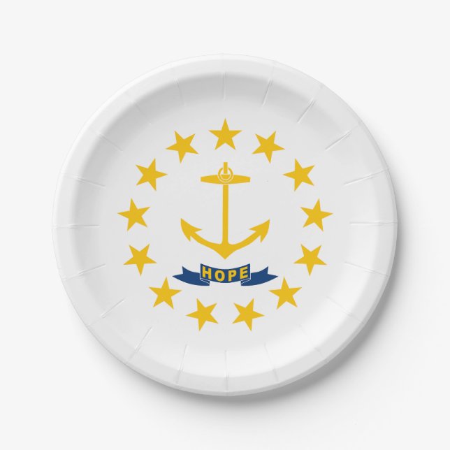 Assiettes En Carton Drapeau de l'État de Rhode Island (Devant)