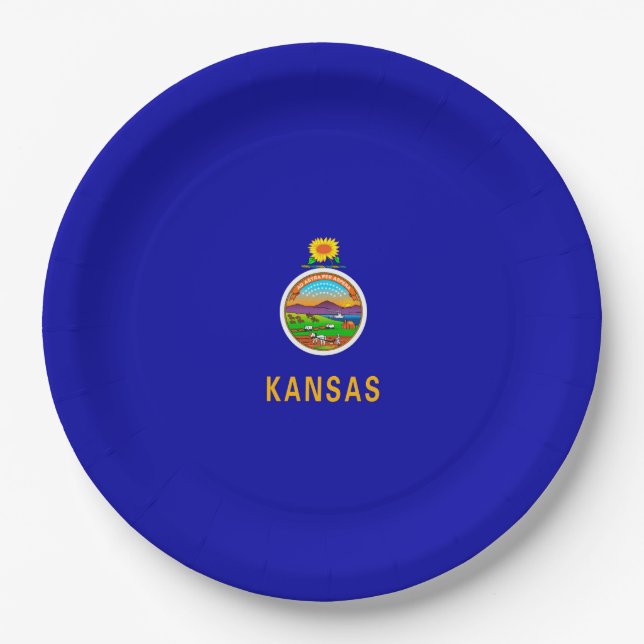 Assiettes En Carton Drapeau de l'État du Kansas (Devant)