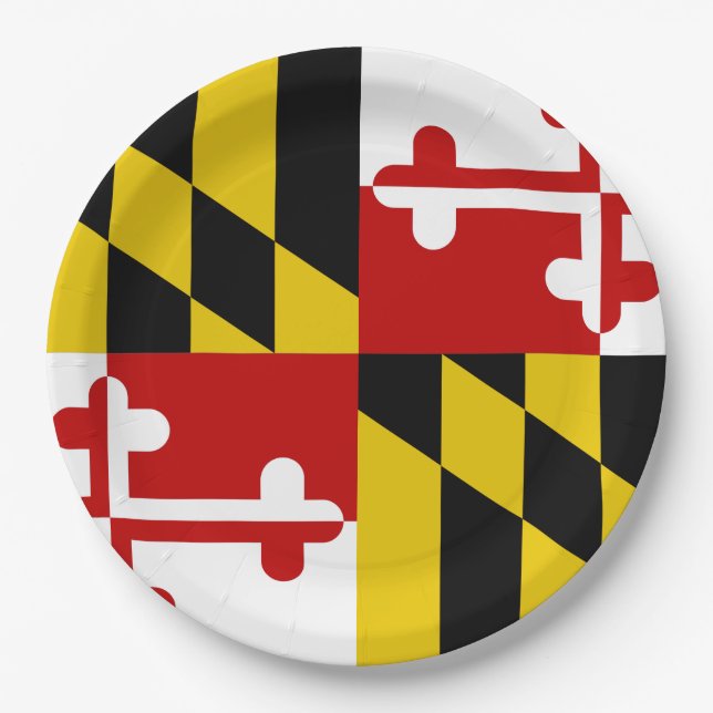 Assiettes En Carton Drapeau de l'État du Maryland (Devant)