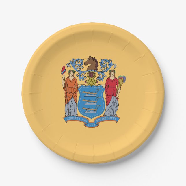 Assiettes En Carton Drapeau de l'État du New Jersey (Devant)