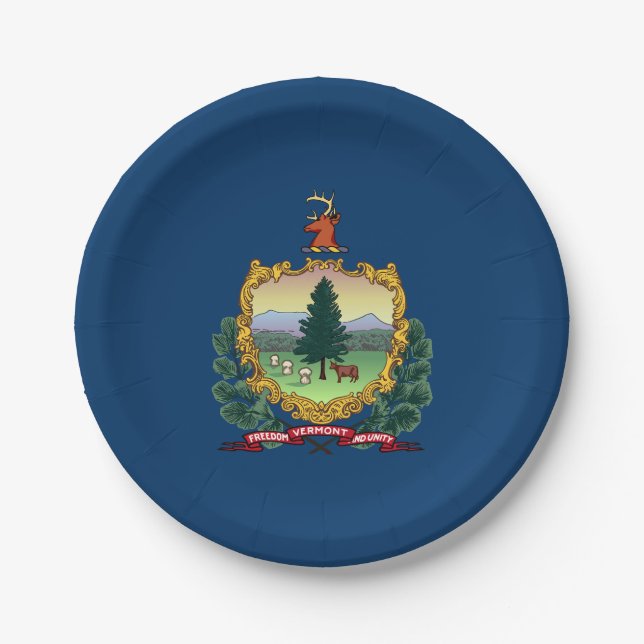 Assiettes En Carton Drapeau de l'État du Vermont (Devant)